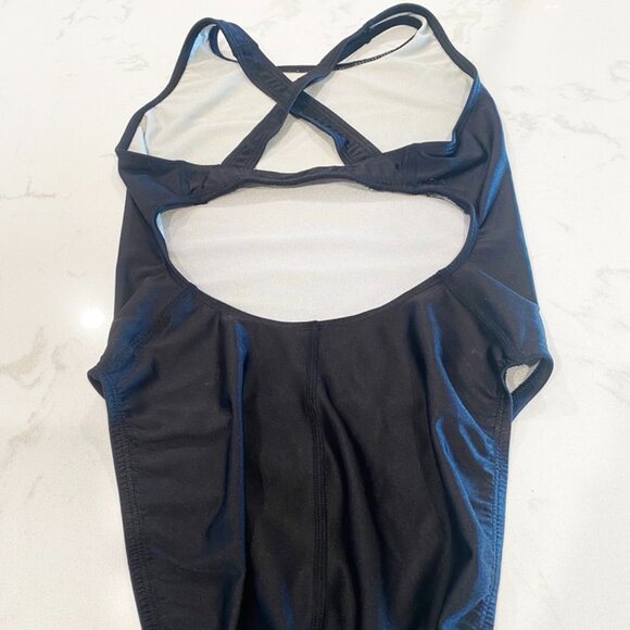 Reebok RBK Womens Bodysuit Workout Swim Black X-Back Cutout 34/8 USA    Nice pre - Picture 1 of 9